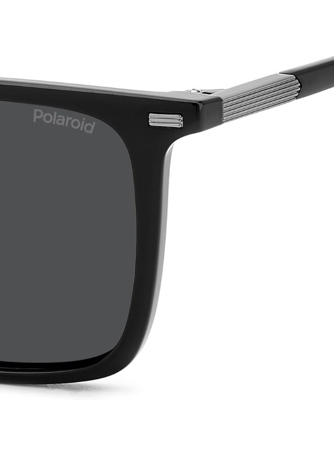 Polaroid PLD 4183/S/X 807 53 Square Polarized Sunglasses for Men & Women - Black Frame / Grey Lens - Image 5